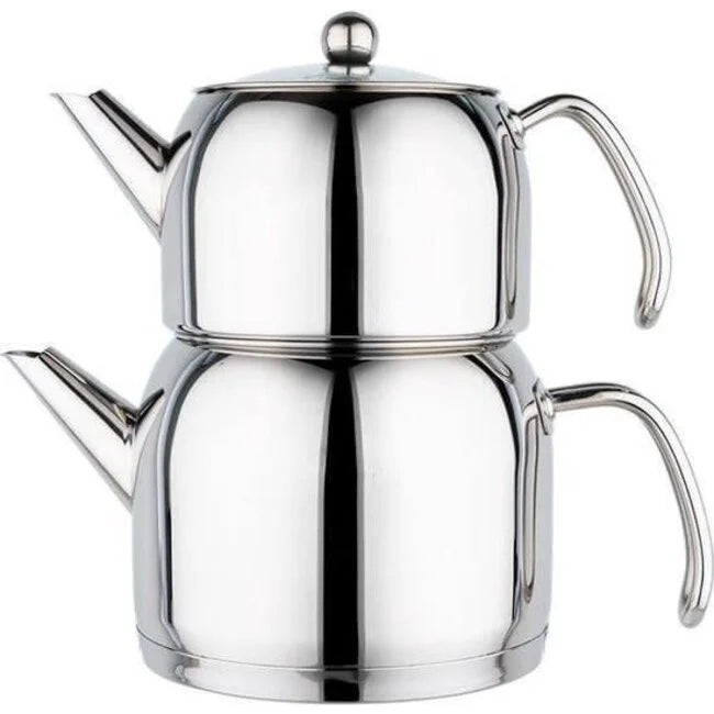 Almina Theepot Set van 2 – Metalen Theepotten 1,5L & 3,0L – Uitstekend Warmtebehoud