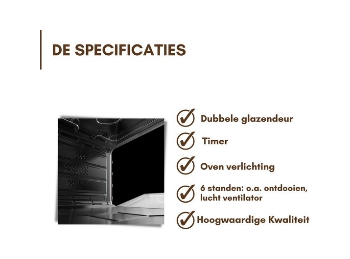 Teffo Vrijstaande Oven 42 Liter – 2000W – Hetelucht Turbo-fan – Elektrische Oven – Grijs